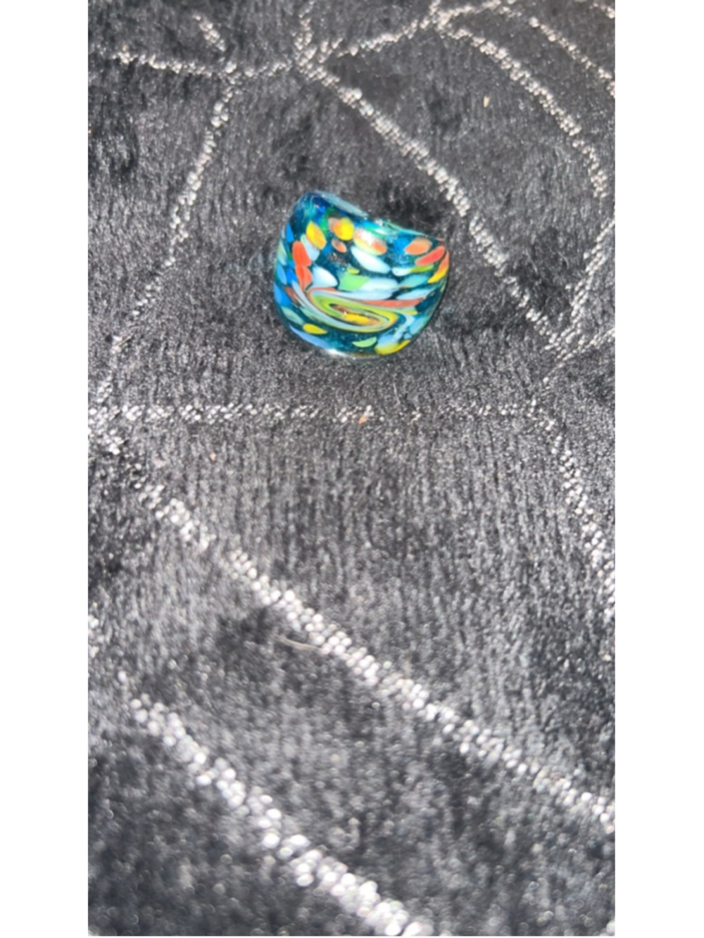 Women's Unbranded Blue Multi-color Glass Ring, One Size